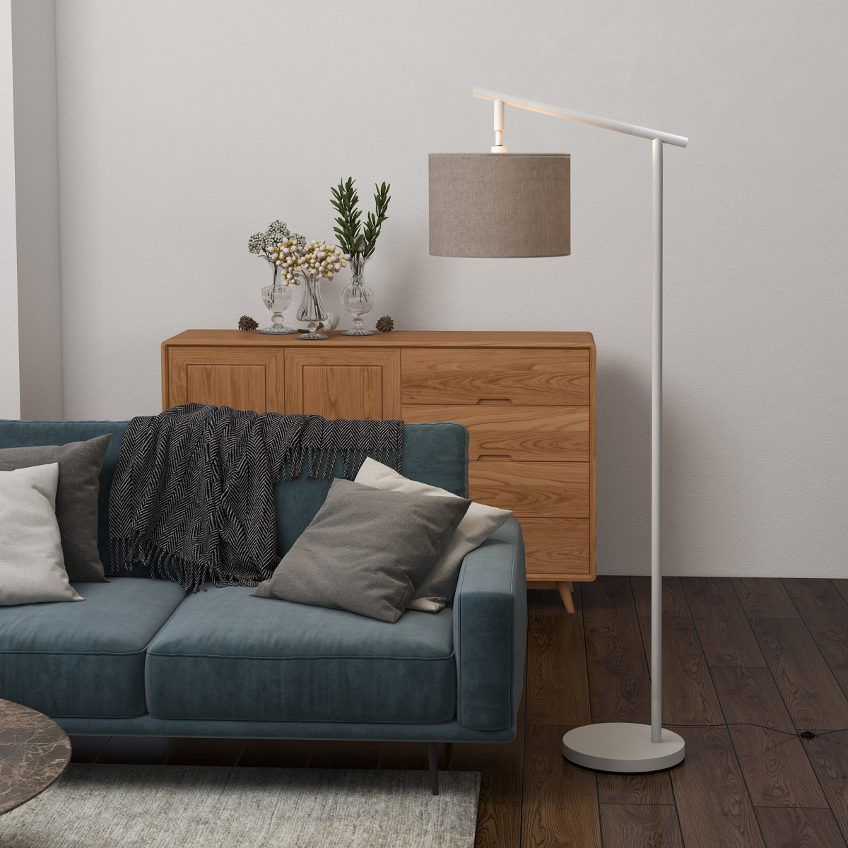 Rotating Arc Floor Lamp in Slate Grey