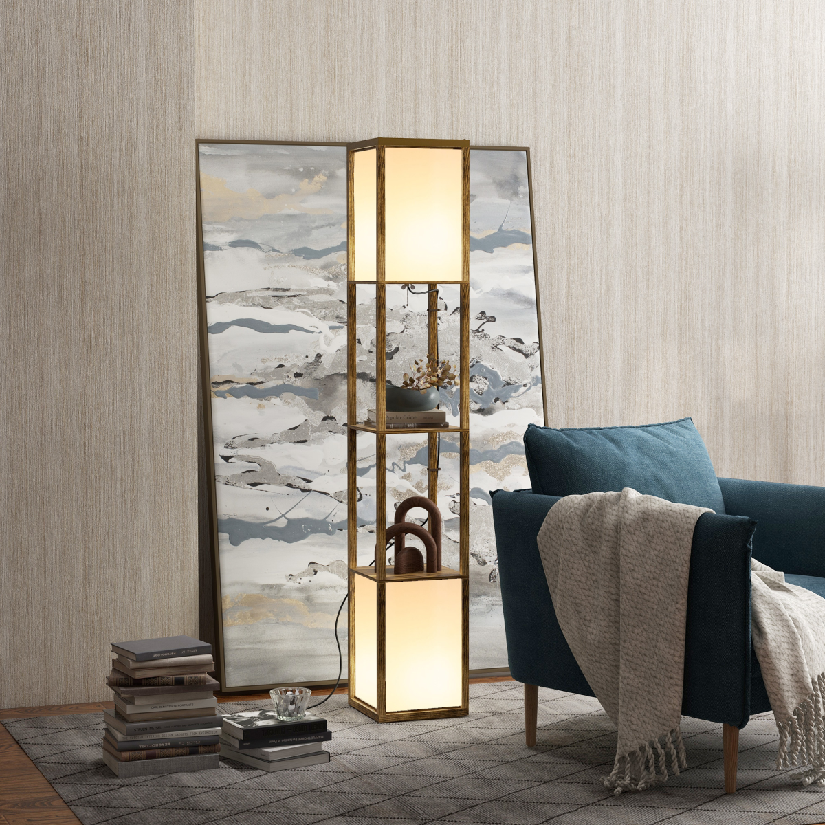 Shelf Floor Lamp with Dual Light