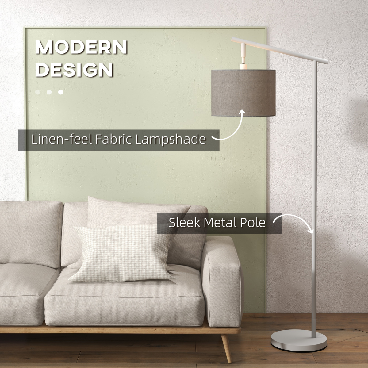 Rotating Arc Floor Lamp in Slate Grey