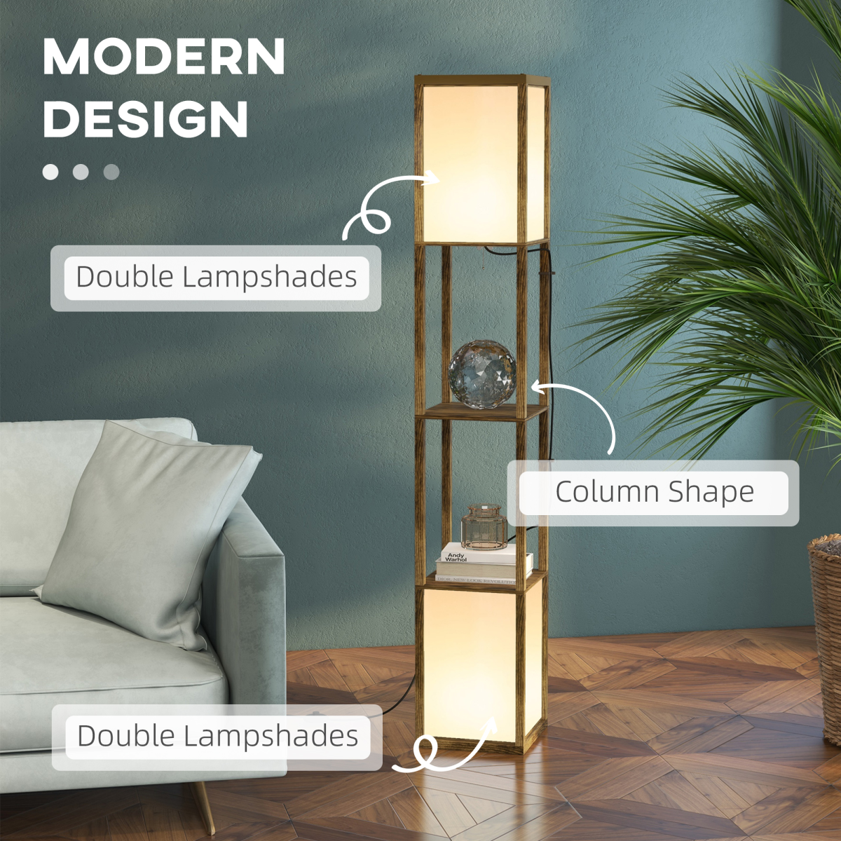 Shelf Floor Lamp with Dual Light