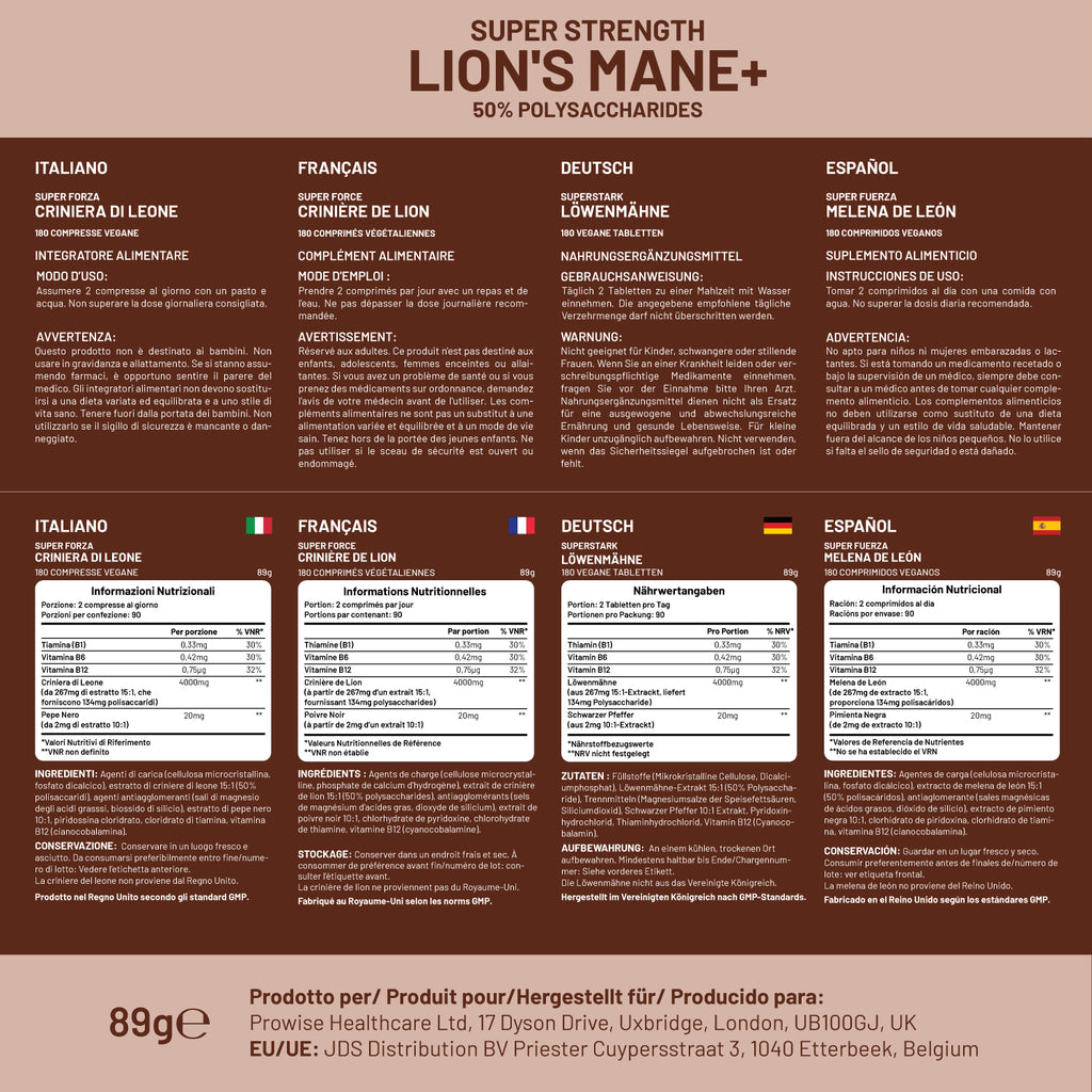 Lion's Mane Mind and Focus Supplement 4000mg with Vitamin B1, B6, B12 & Black Pepper