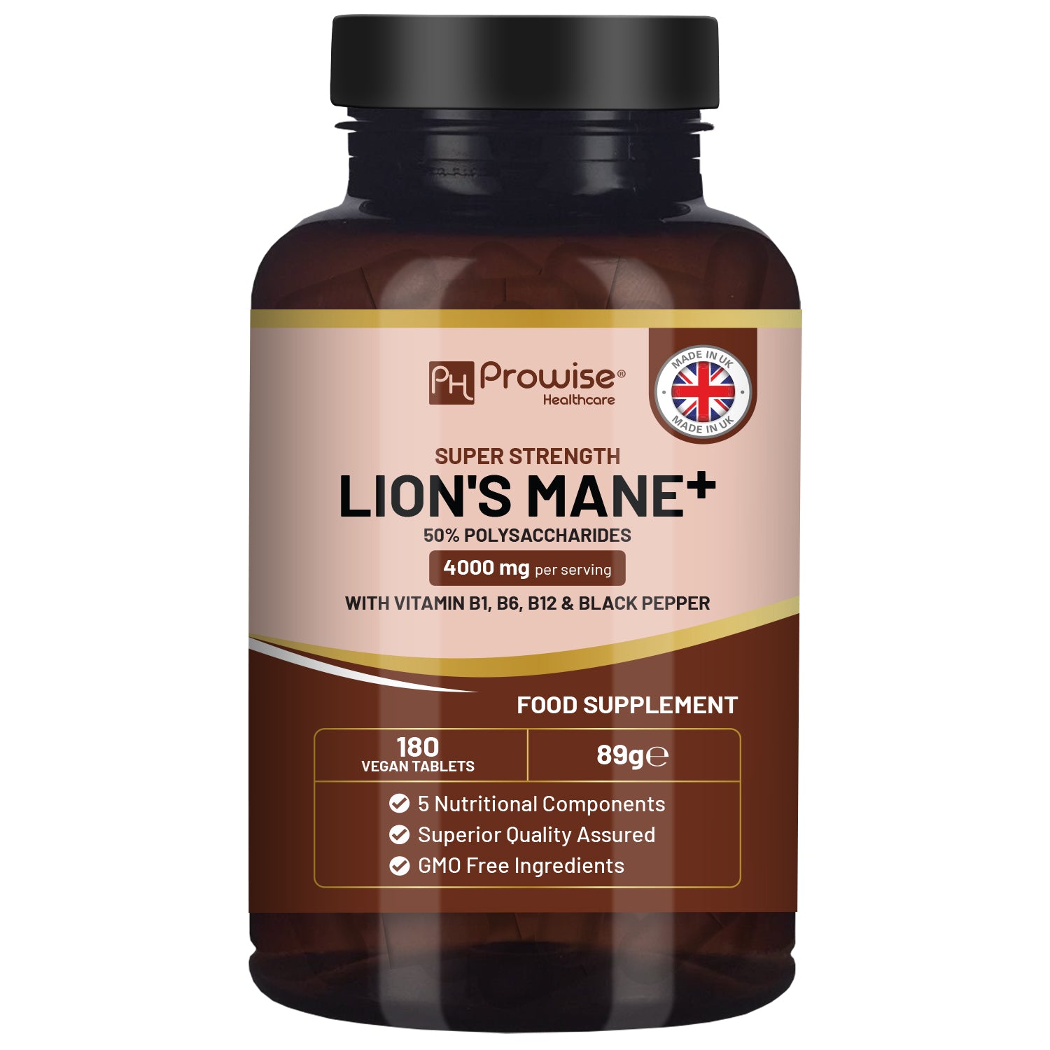 Lion's Mane Mind and Focus Supplement 4000mg with Vitamin B1, B6, B12 & Black Pepper