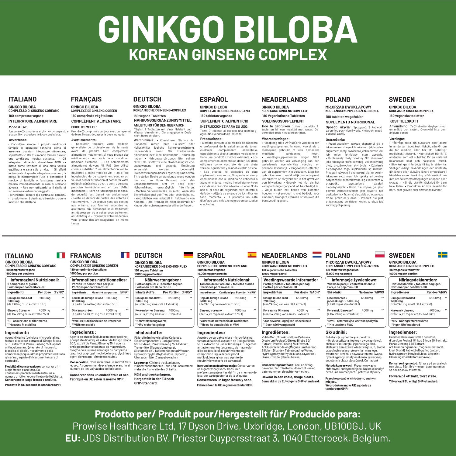 Ginkgo and Ginseng Energy and Korean Clarity Tablets 16000mg
